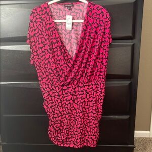 Pink and Black Wrap Top